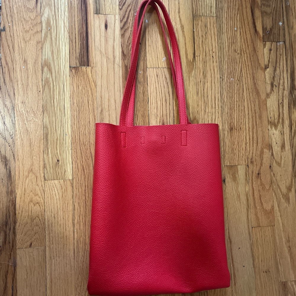 Red pleather bag